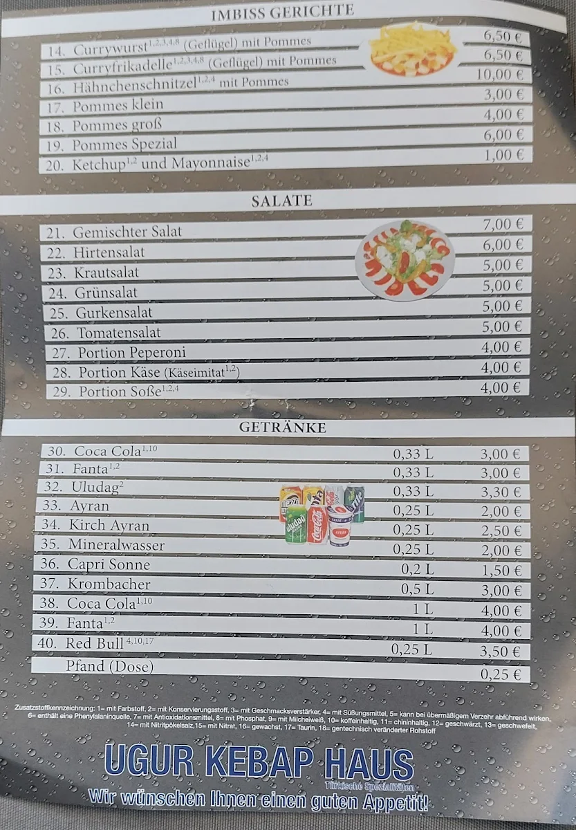 Speisekarte, Ugur Kebap Haus