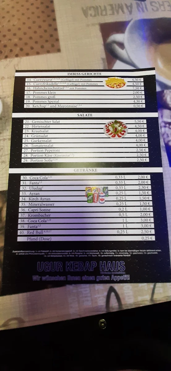 Speisekarte, Ugur Kebap Haus