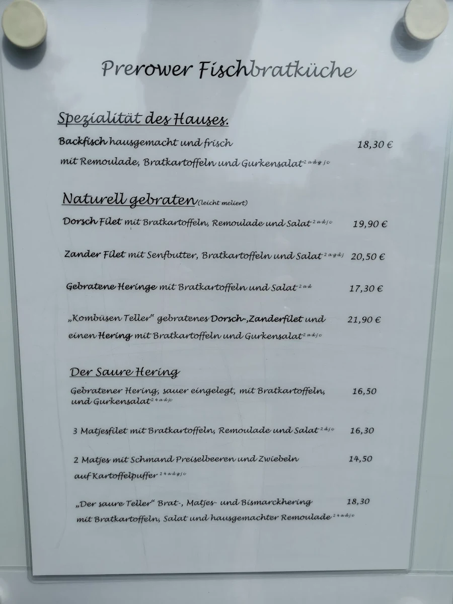 Speisekarte, Fischbratküche