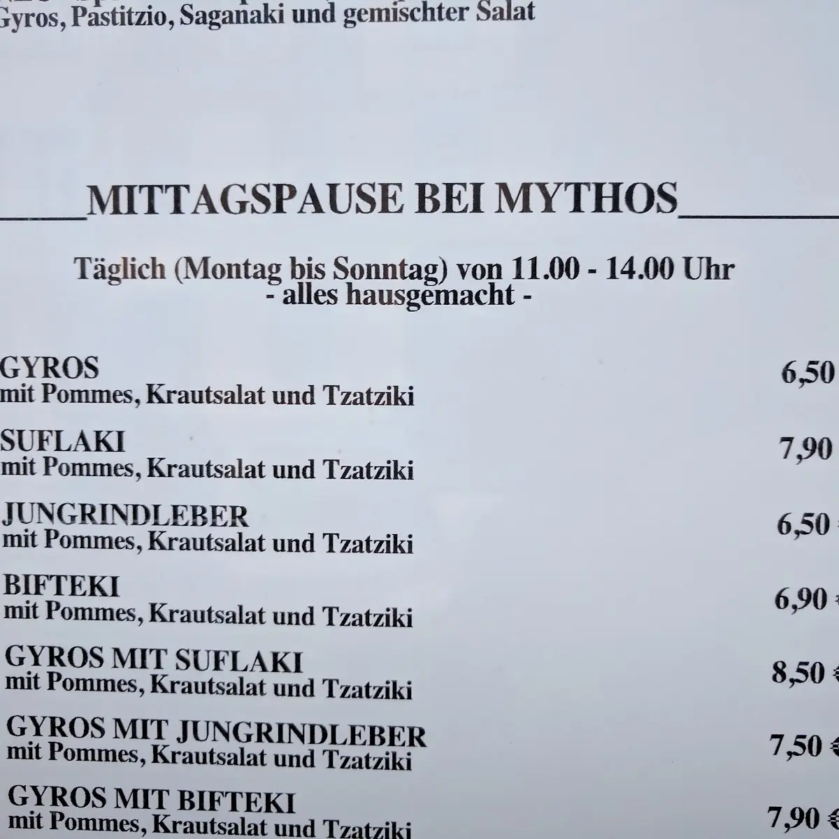 Speisekarte, Taverne Mythos