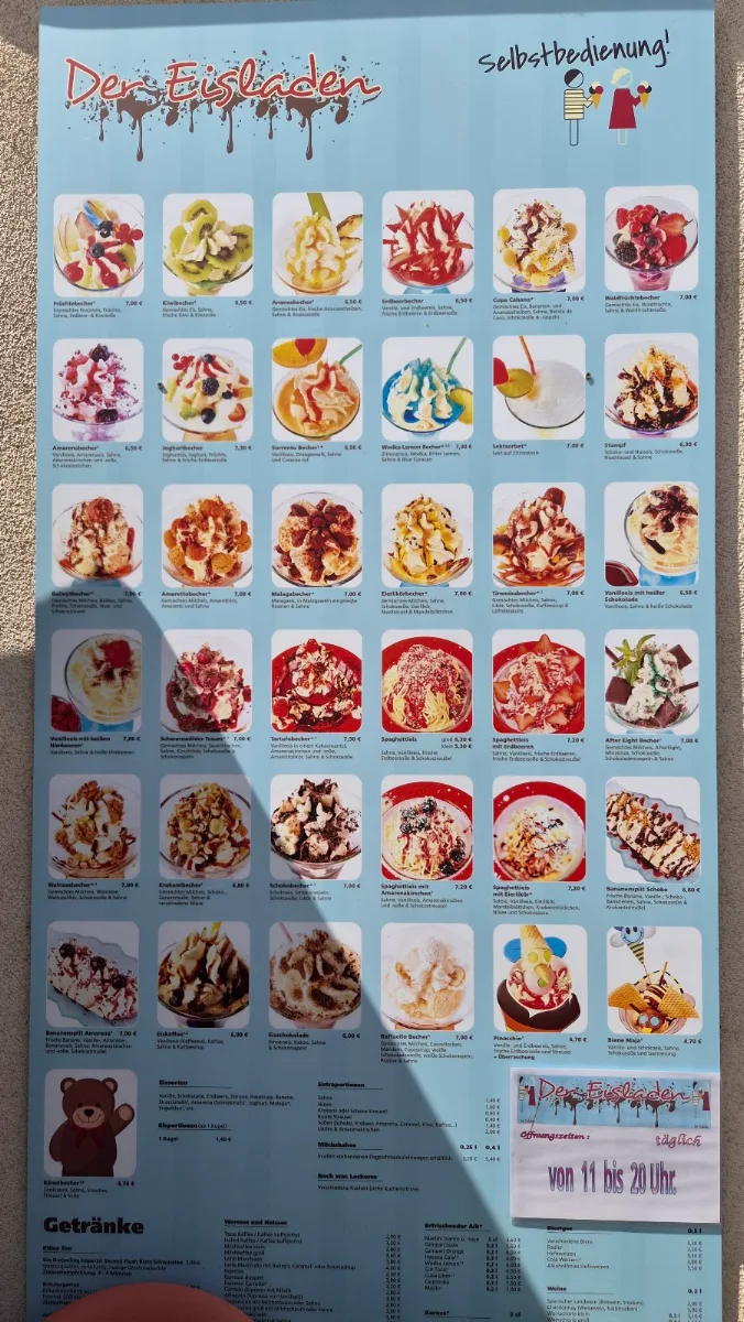 Speisekarte, Der Eisladen