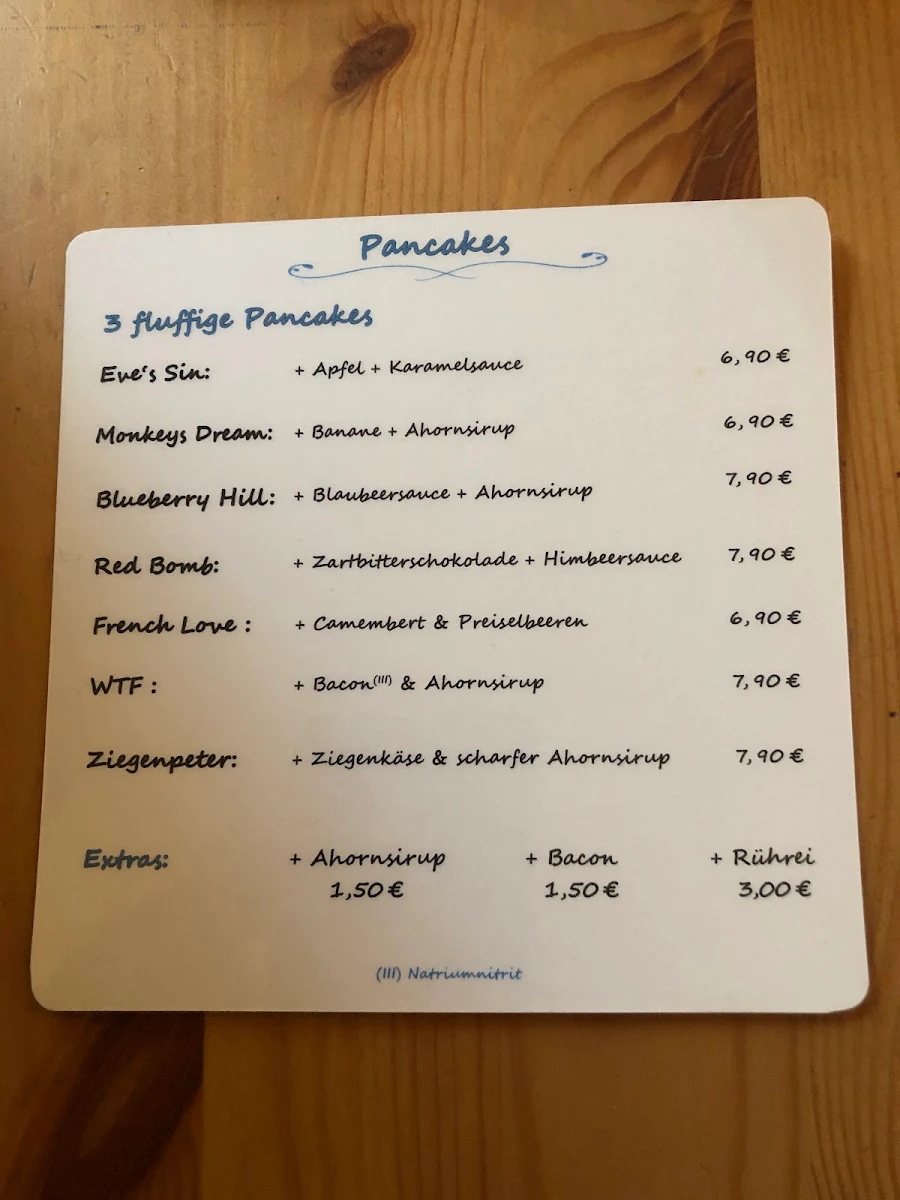 Speisekarte, Schönes Café
