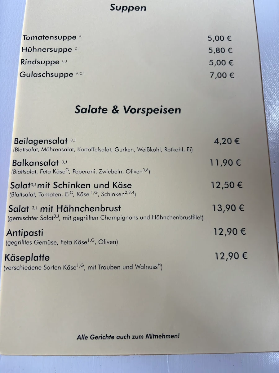 Speisekarte, Herzog von Nassau