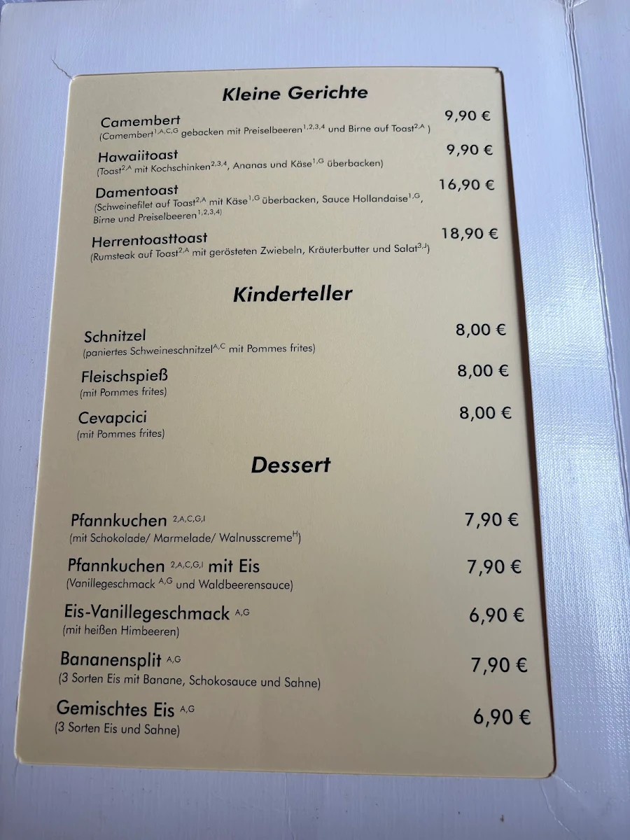 Speisekarte, Herzog von Nassau