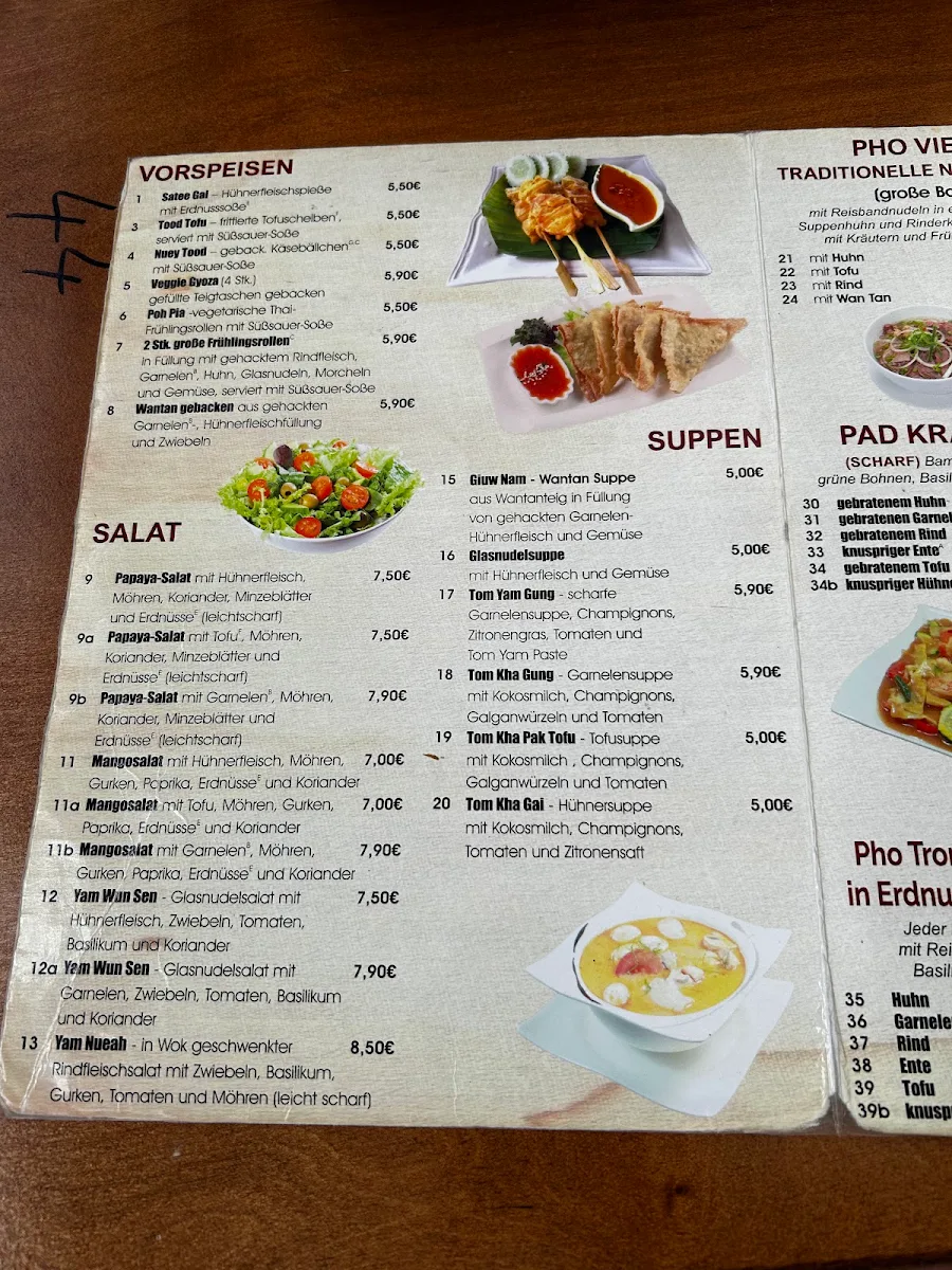 Speisekarte, Viet - Thai Cuisine