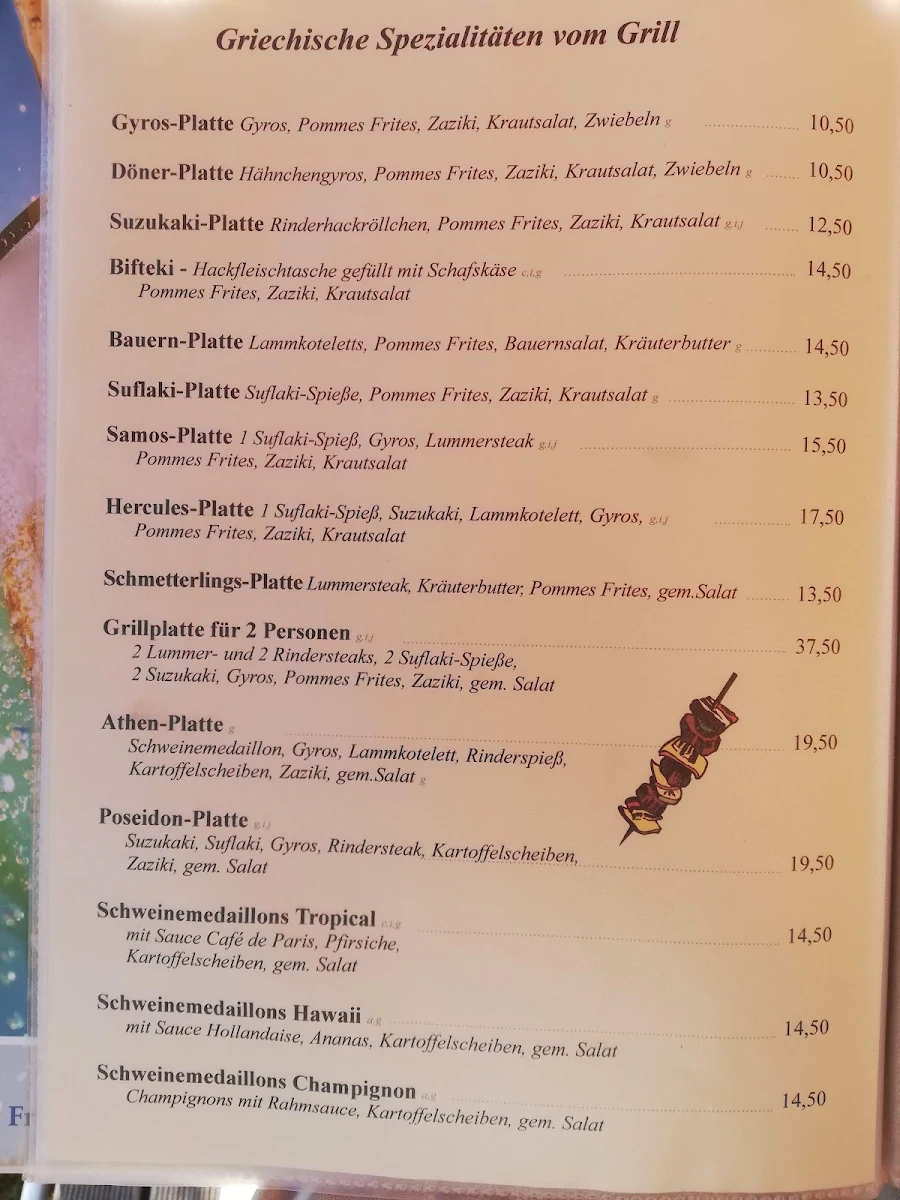 Speisekarte, Taverne Samos