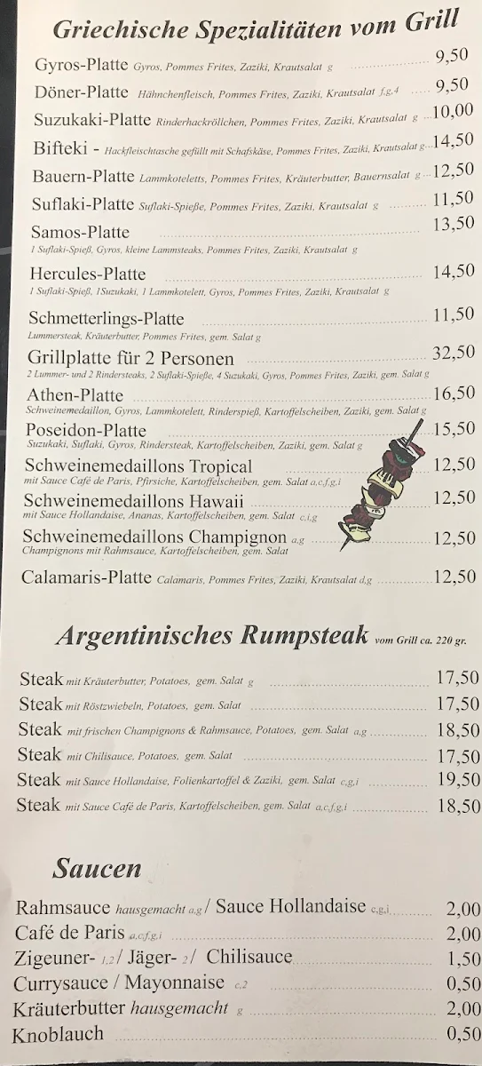 Speisekarte, Taverne Samos