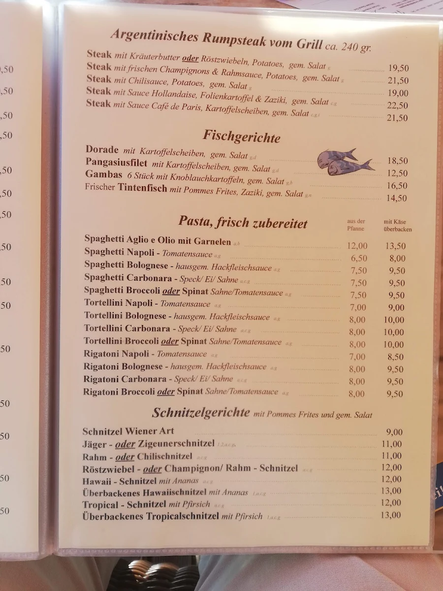 Speisekarte, Taverne Samos