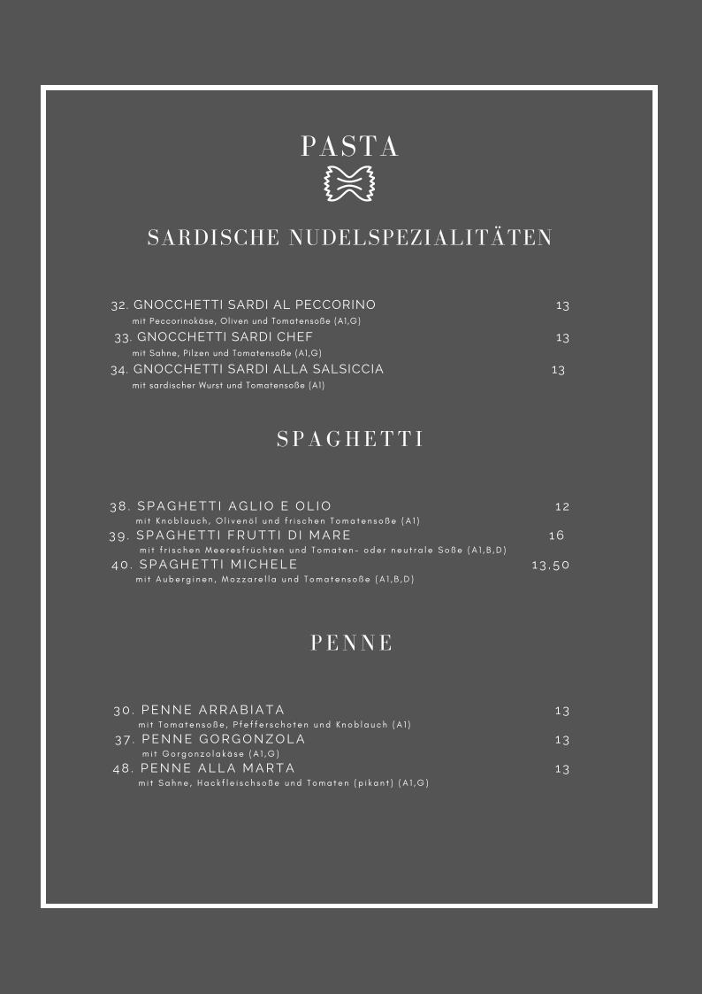 Speisekarte, Il Gambero di Michele