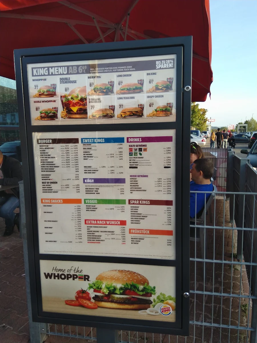 Speisekarte, Burger King