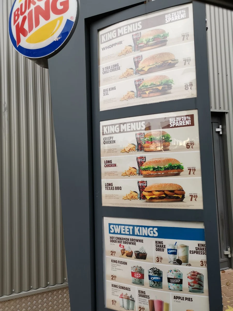 Speisekarte, Burger King