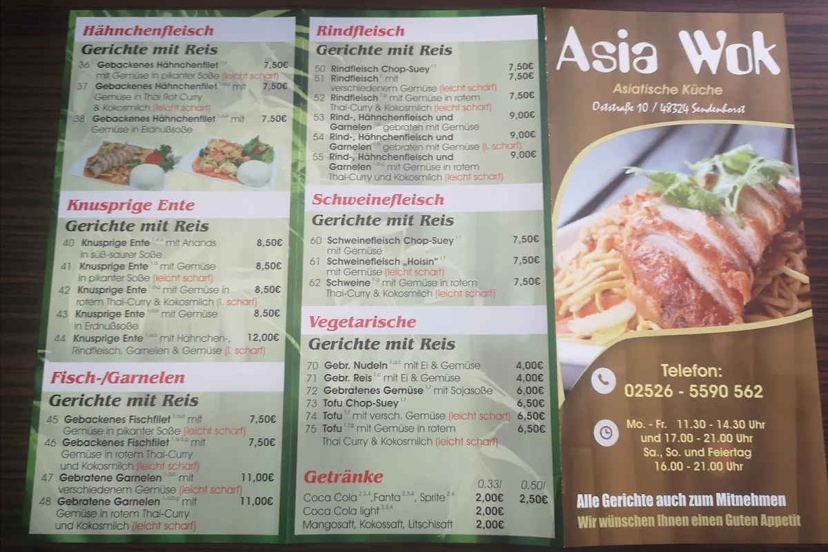 Speisekarte, Asia Wok