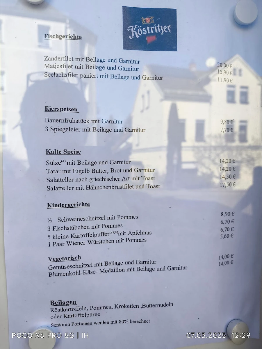 Speisekarte, Gaststätte Zum Löwen
