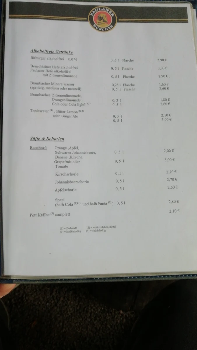 Speisekarte, Gaststätte Zum Löwen