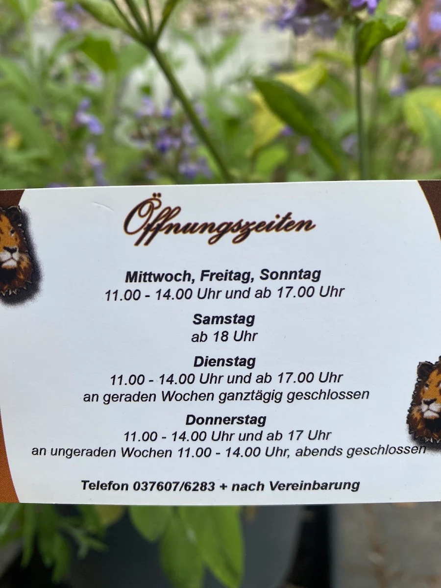 Speisekarte, Gaststätte Zum Löwen