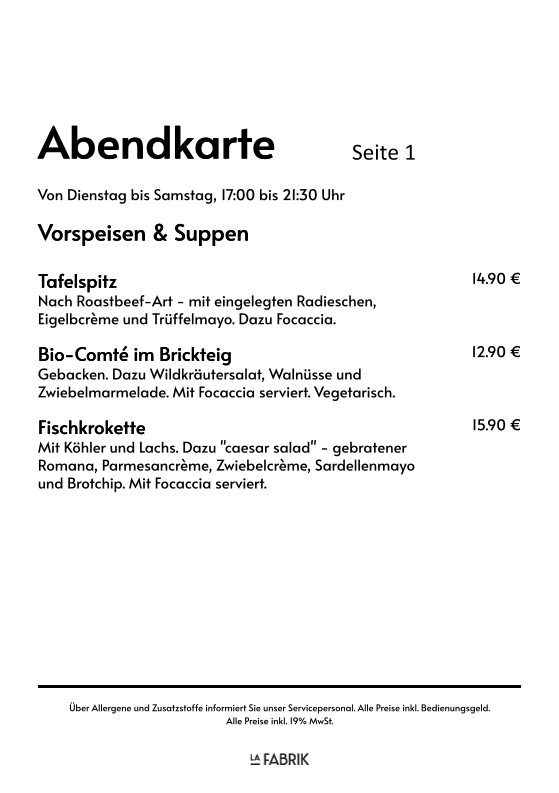 Speisekarte photo 1