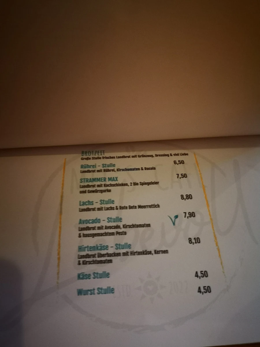 Speisekarte, Mel‘s Café Liebevoll