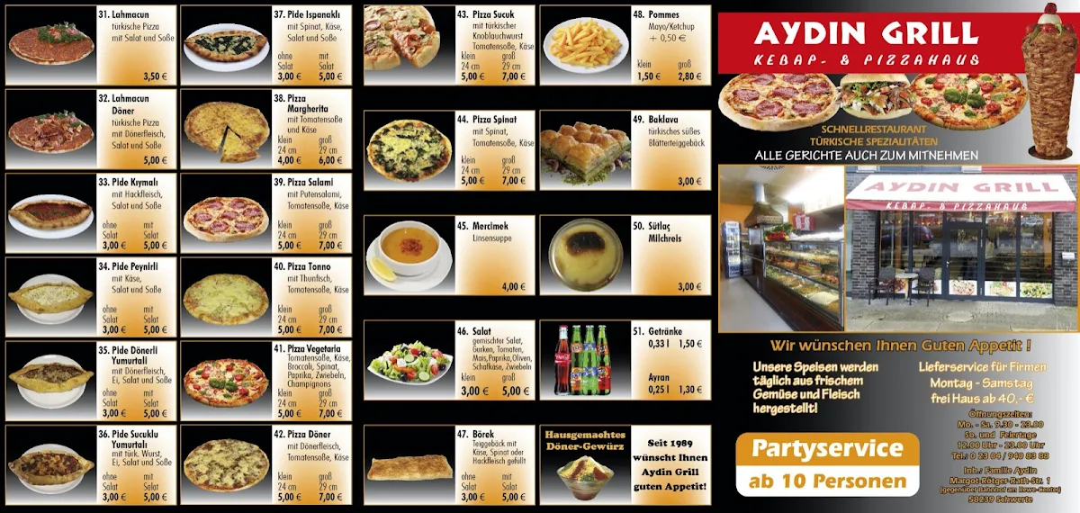 Speisekarte, Aydin Grill