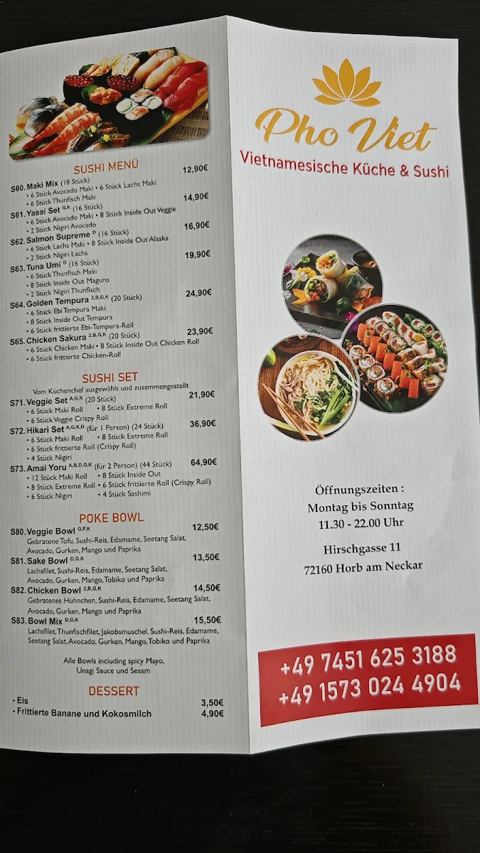 Speisekarte, Pho Viet