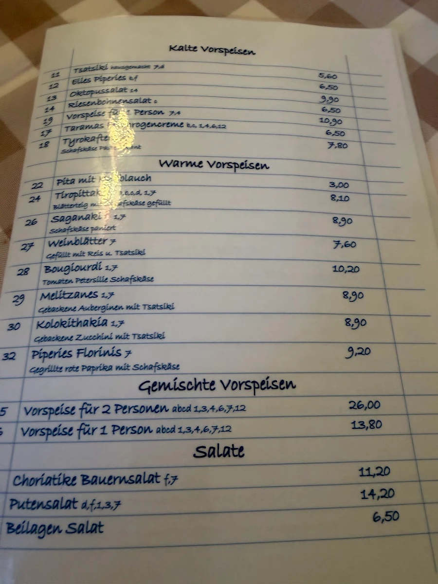 Speisekarte, Amperlust • Griechisches Restaurant
