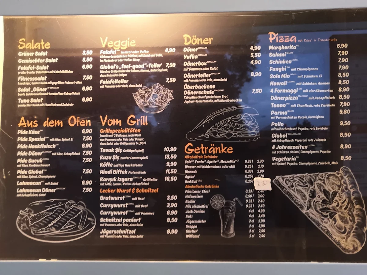 Speisekarte, Global Grill