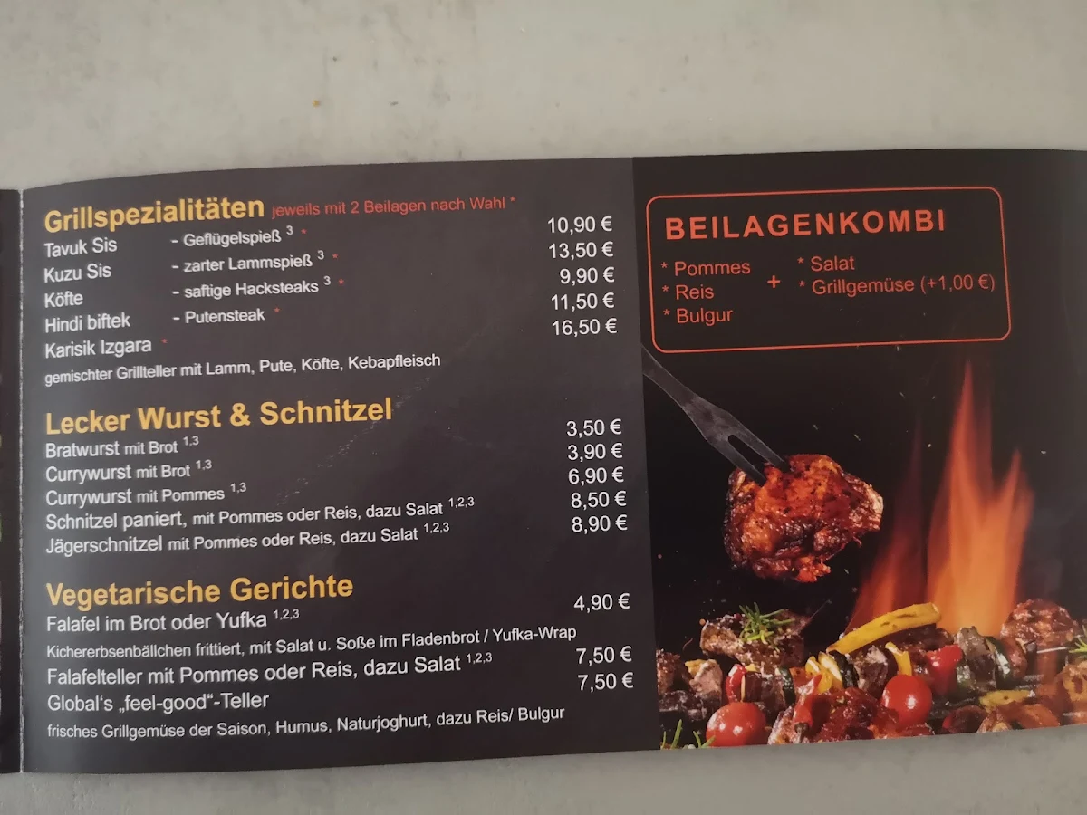 Speisekarte, Global Grill