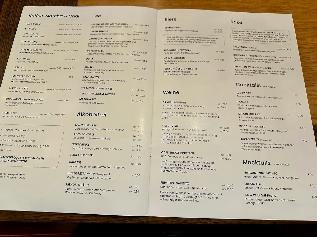 Speisekarte, Umaii Ramenbar Leipzig