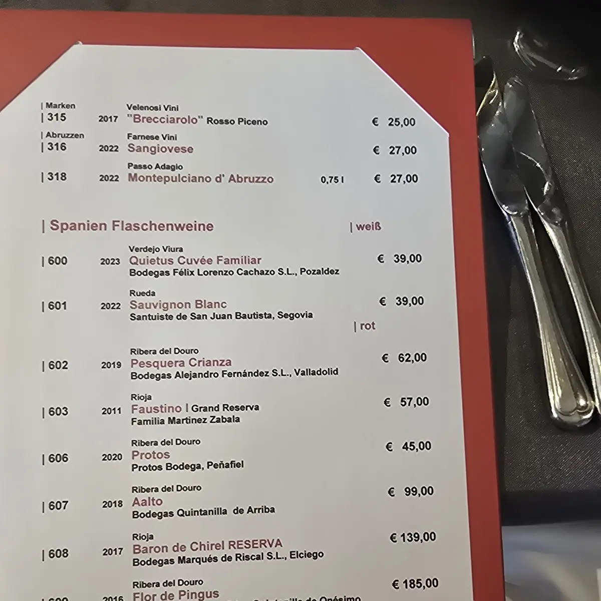 Speisekarte, Restaurant Hotel FELDERBOCK