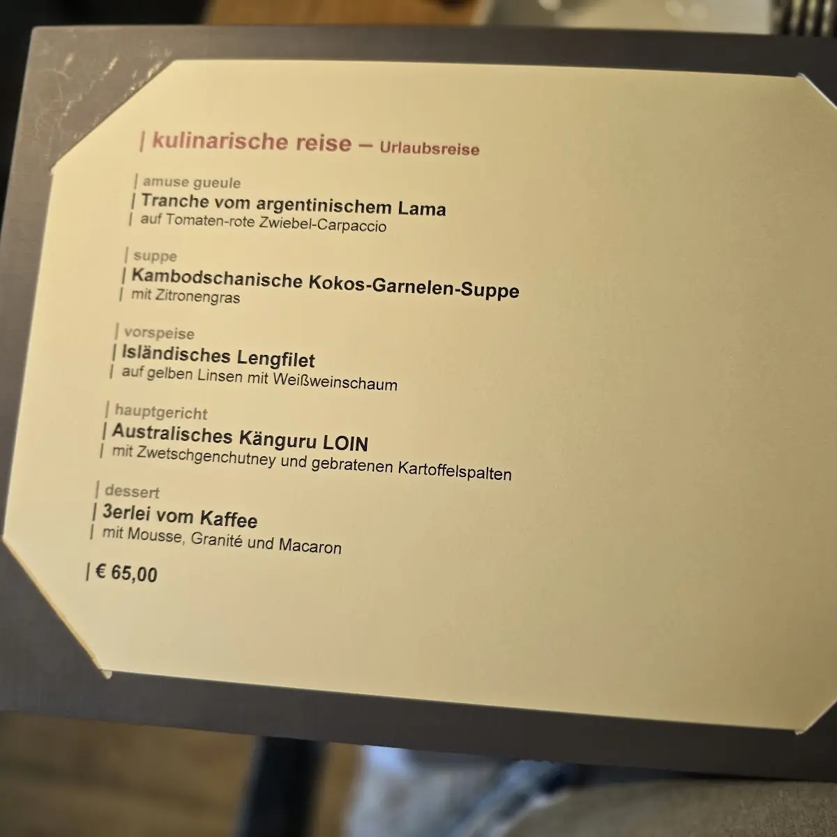 Speisekarte, Restaurant Hotel FELDERBOCK