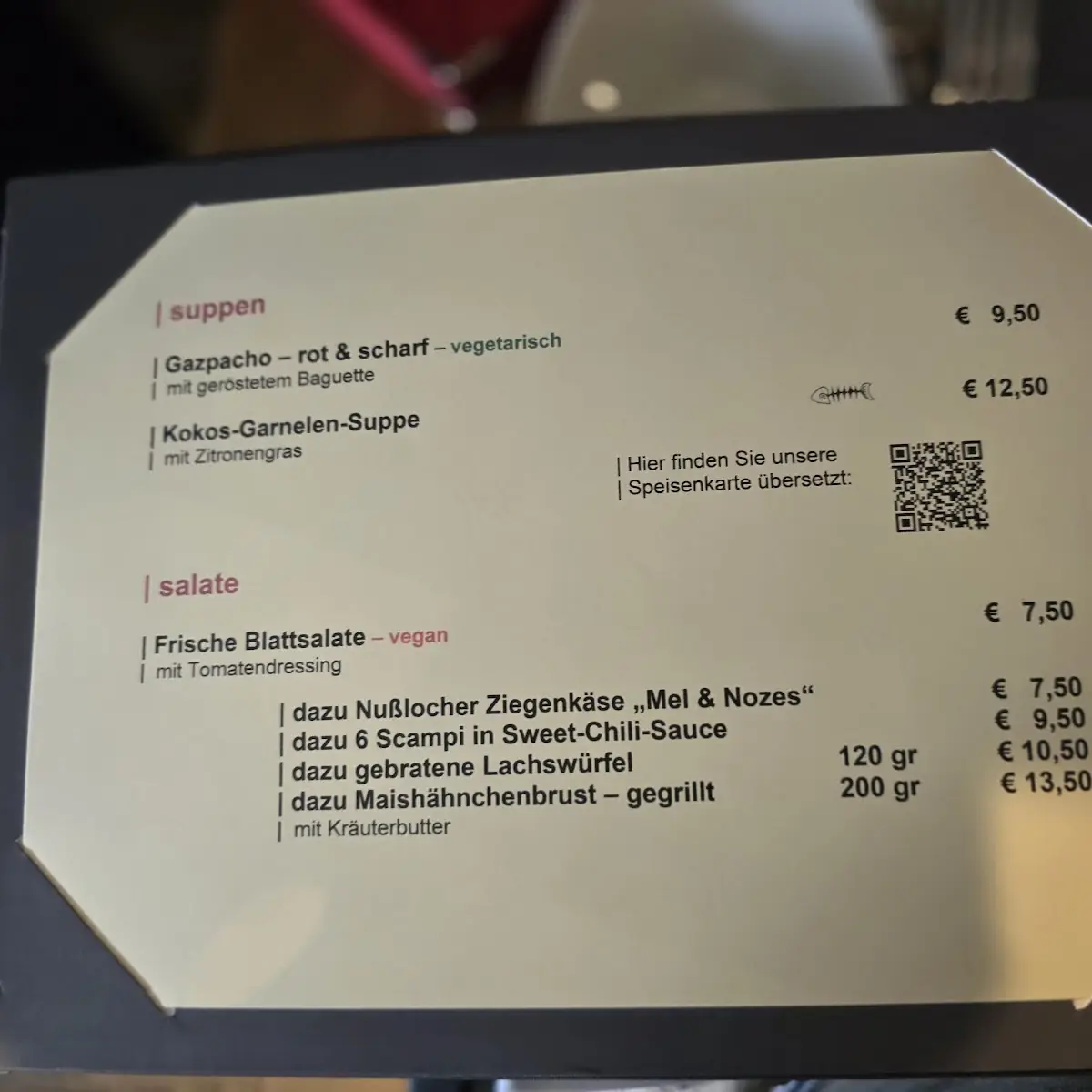 Speisekarte, Restaurant Hotel FELDERBOCK