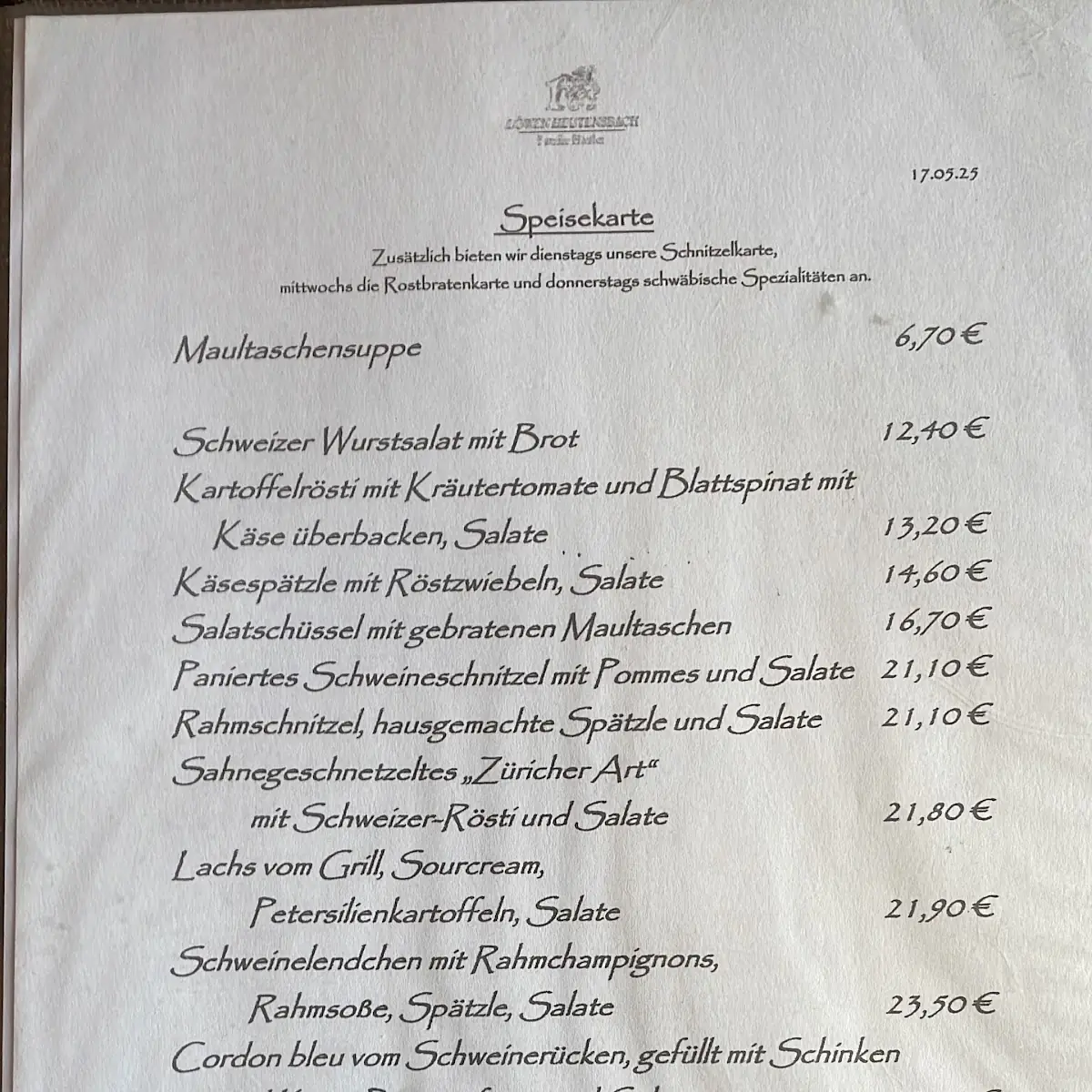 Speisekarte photo 1