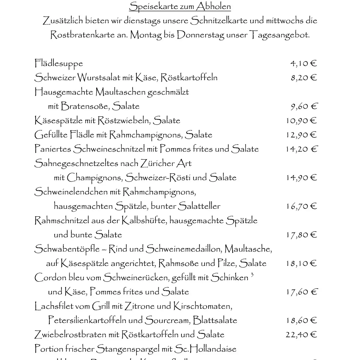 Speisekarte photo 2