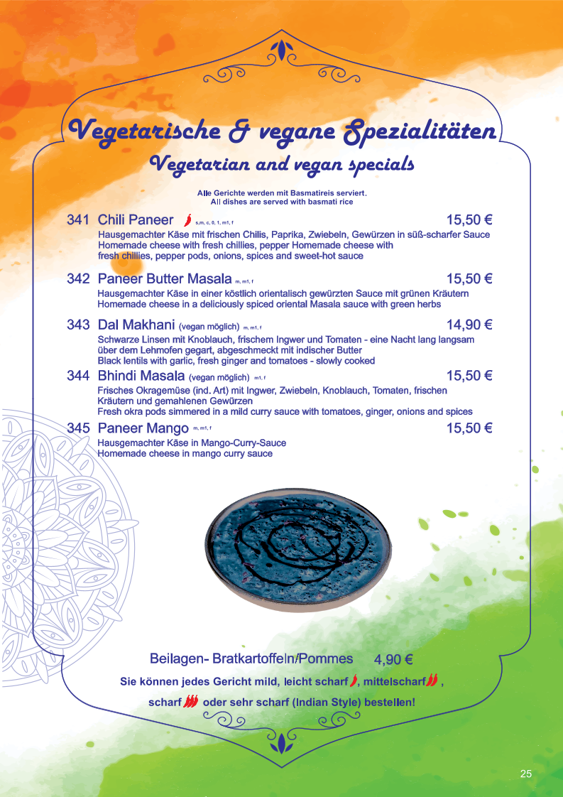 Speisekarte, Ganesha indisches Restaurant