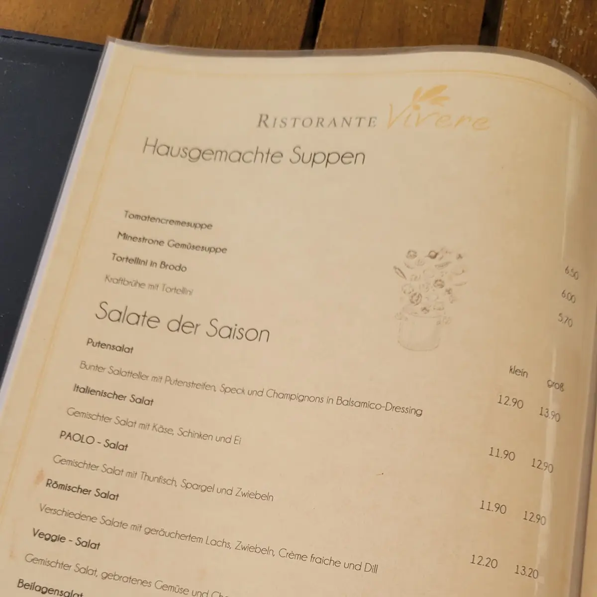 Speisekarte, Ristorante Vivere
