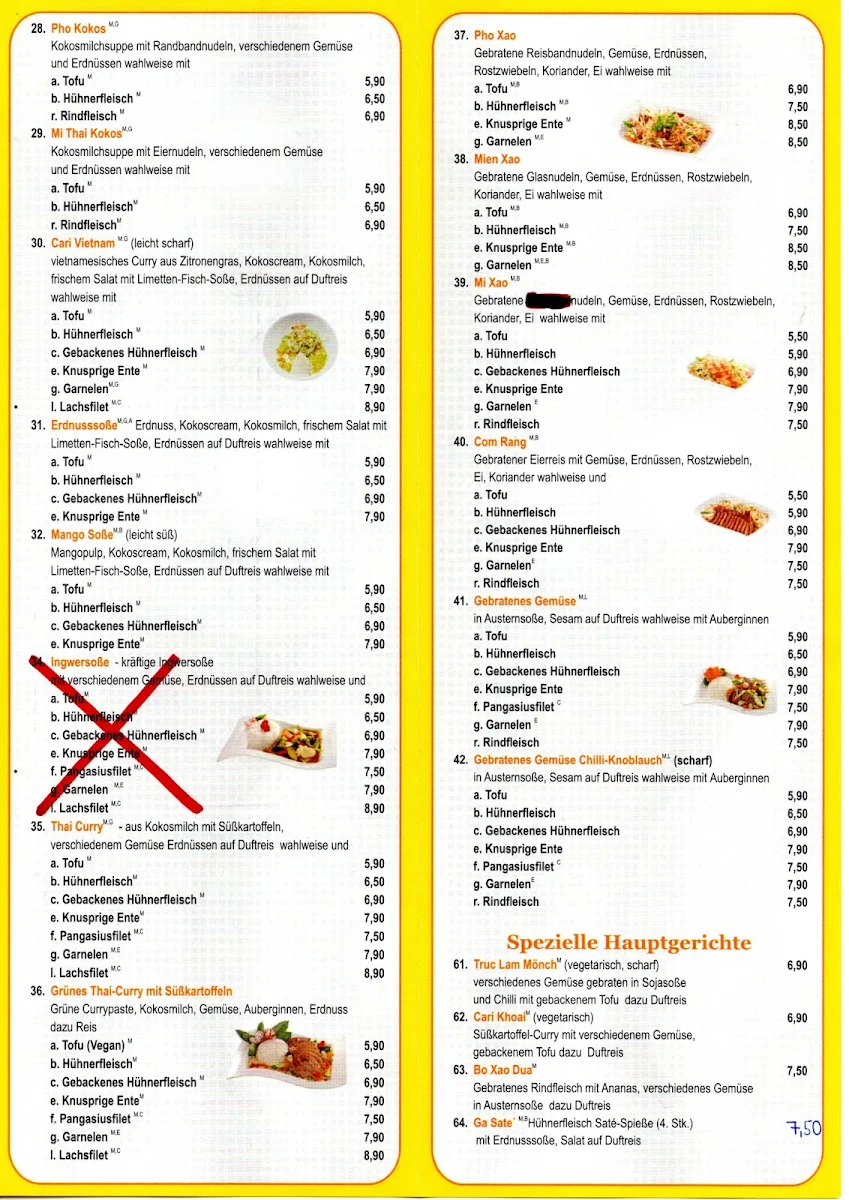 Speisekarte, 6868 Restaurant