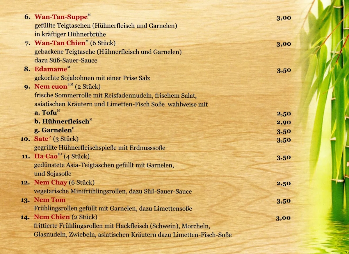 Speisekarte, 6868 Restaurant