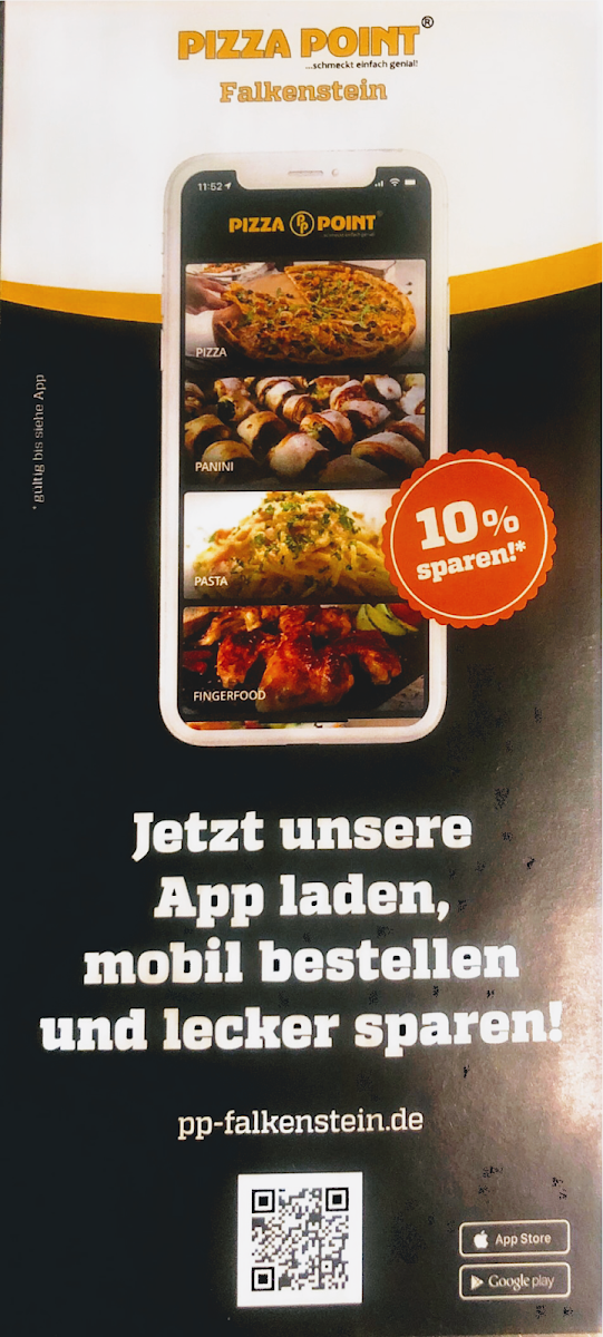 Speisekarte, Pizza pp Point Falkenstein/Vogtland