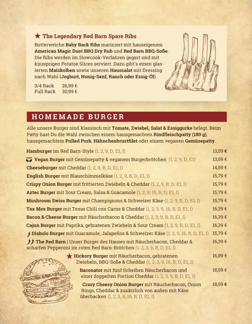 Speisekarte, Red Barn | Western BBQ Restaurant
