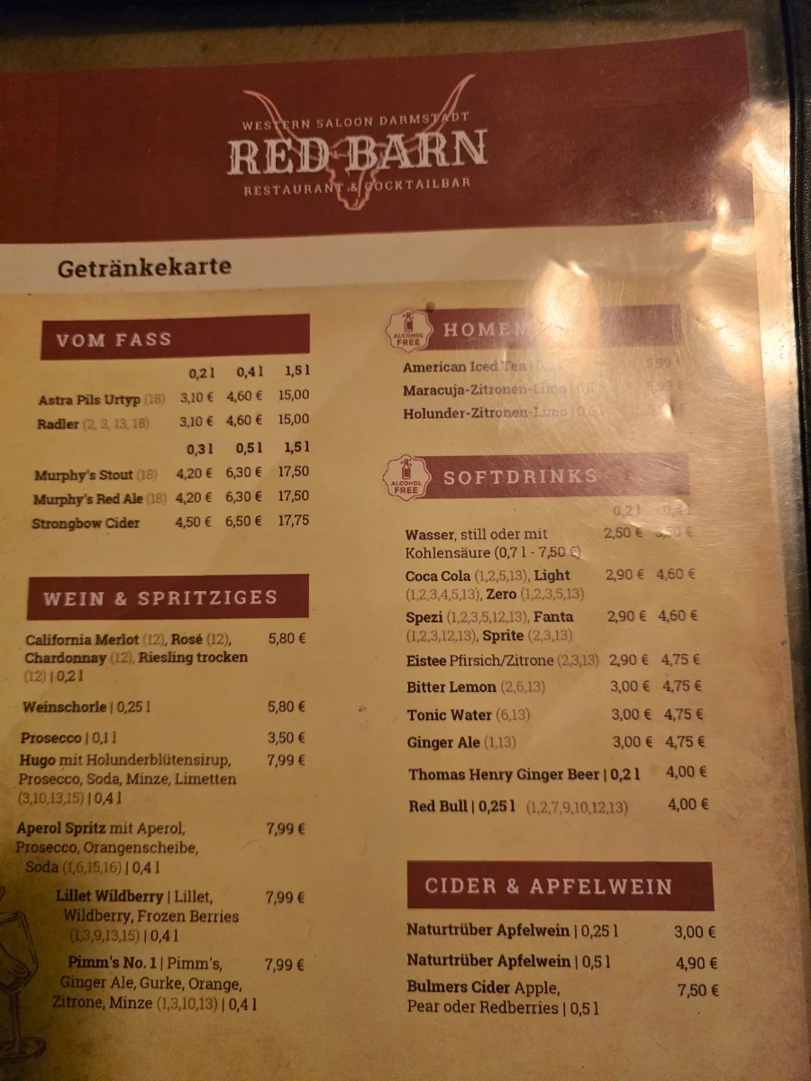 Speisekarte, Red Barn | Western BBQ Restaurant