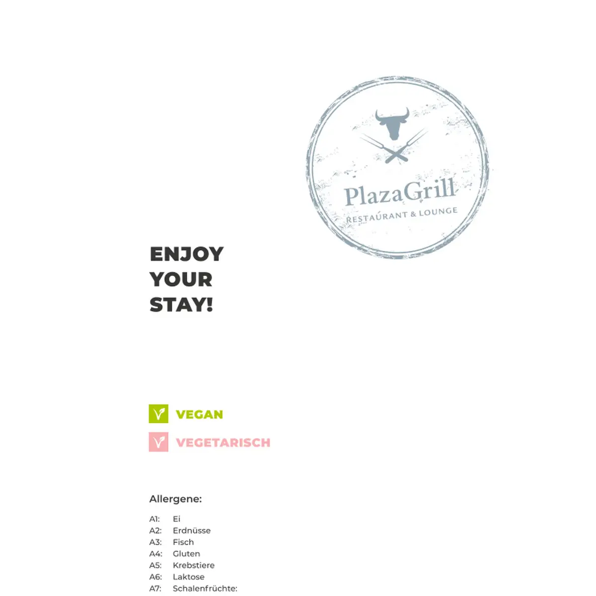 Speisekarte, Plaza Grill - Restaurant & Lounge
