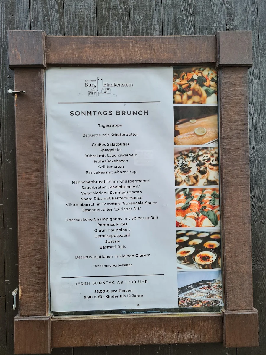 Speisekarte, Restaurant Burg Blankenstein
