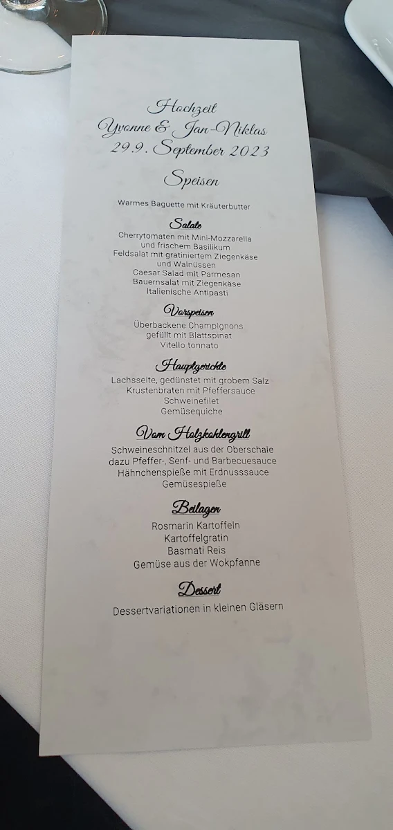 Speisekarte, Restaurant Burg Blankenstein