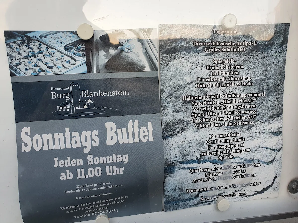 Speisekarte, Restaurant Burg Blankenstein