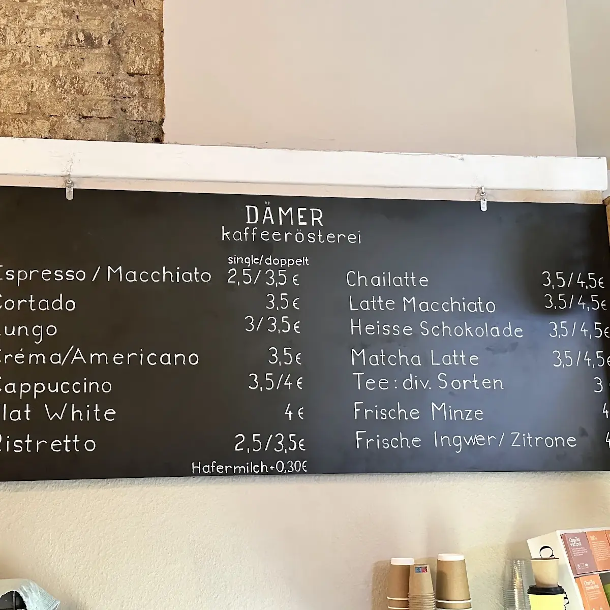 Speisekarte, Dämer Kaffeerösterei