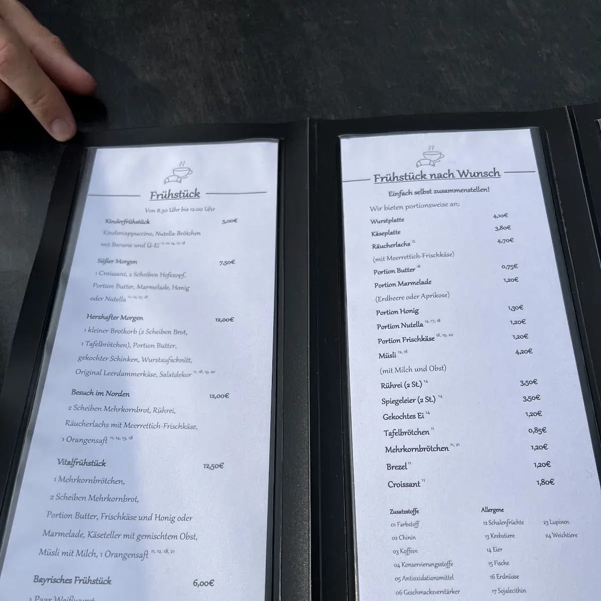 Speisekarte, Bäckerei Kalik