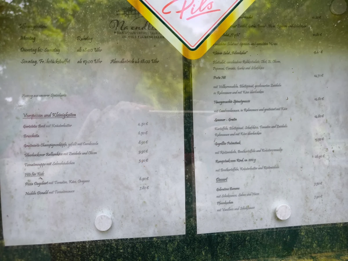 Speisekarte, Restaurant Na endlich