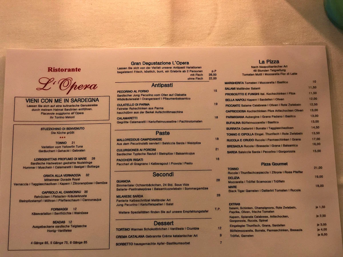 Speisekarte, Ristorante L'Opera | Hofheim am Taunus