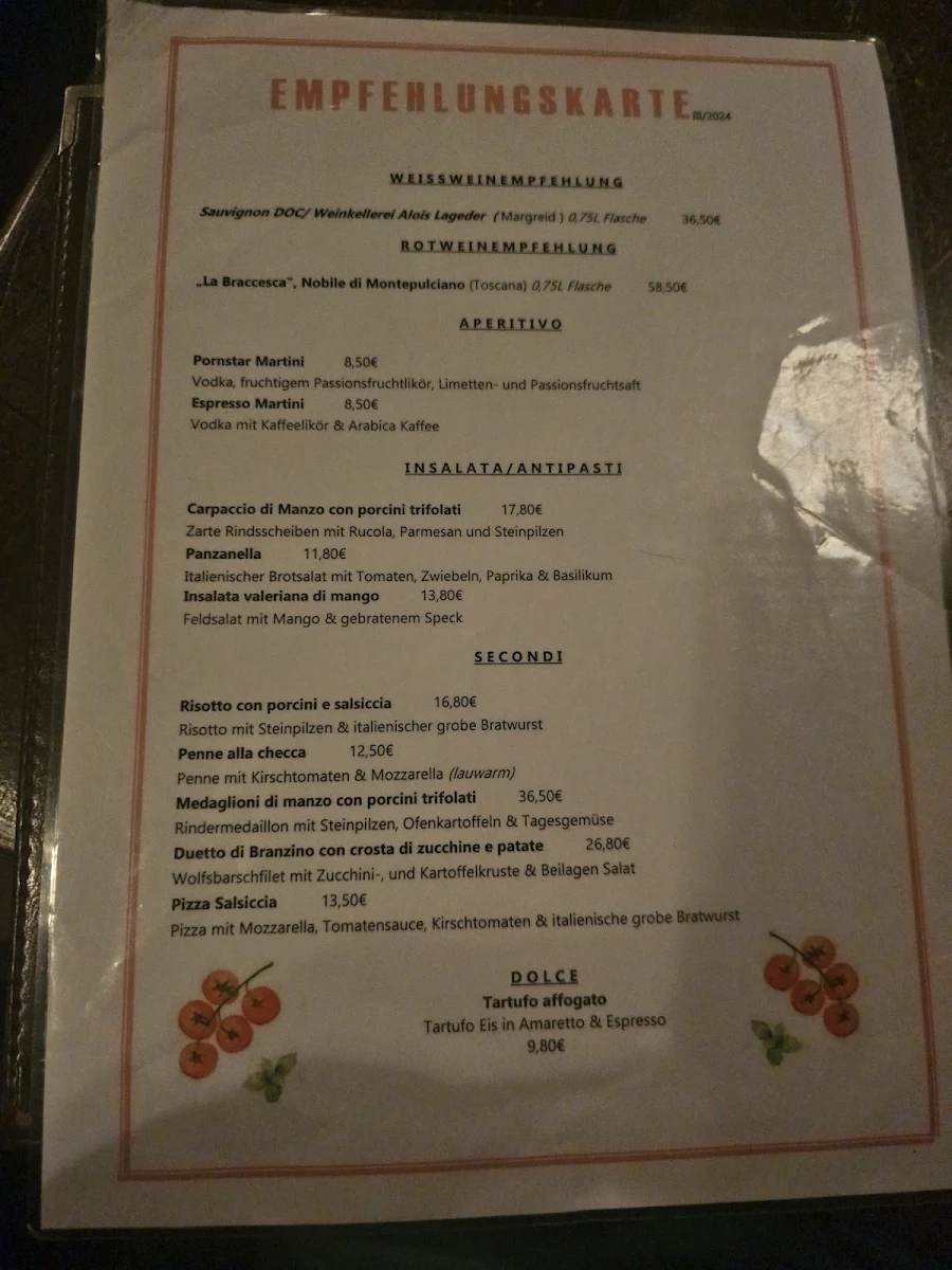 Speisekarte, Das Leben Ist Schön
