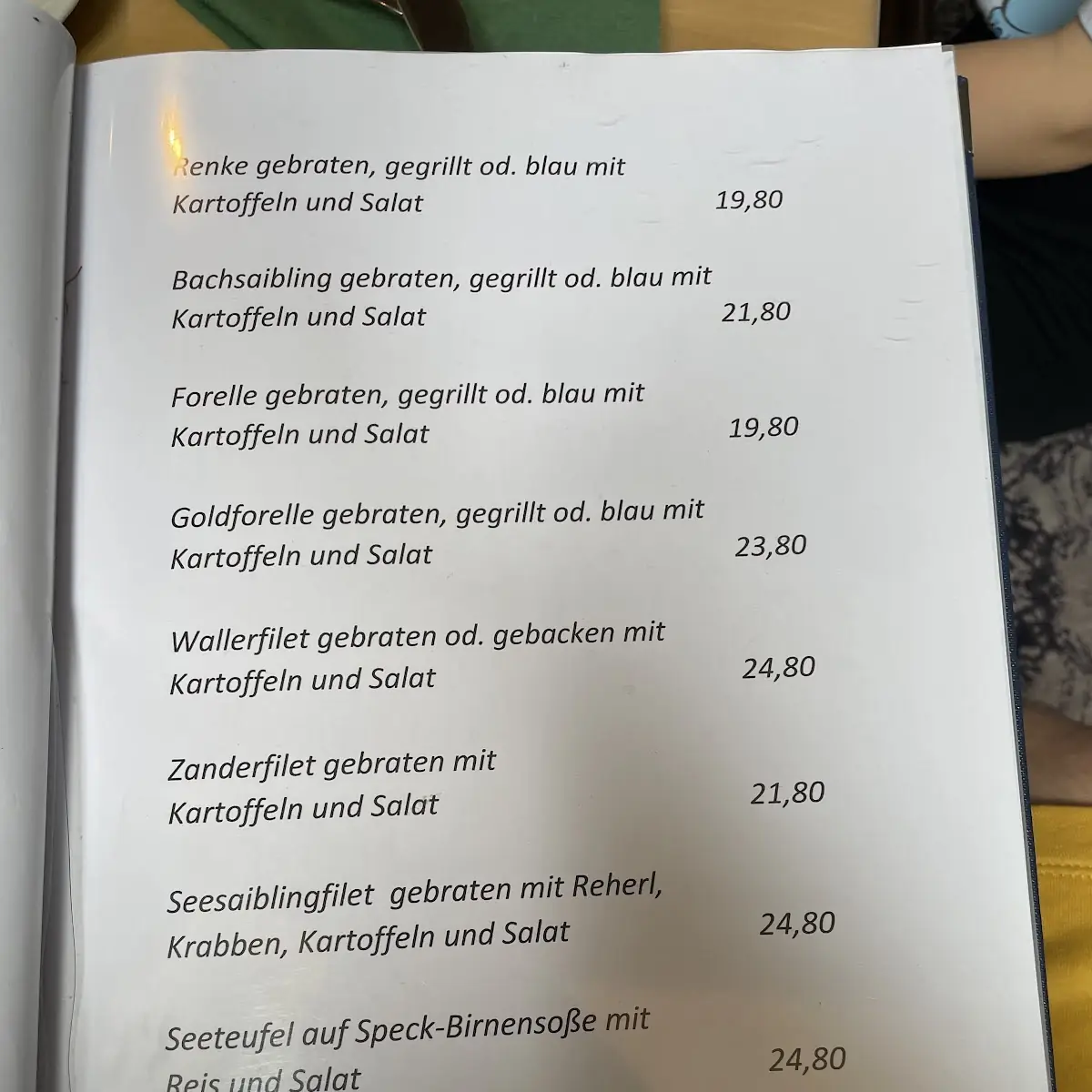 Speisekarte, Gaststätte Neuwirt