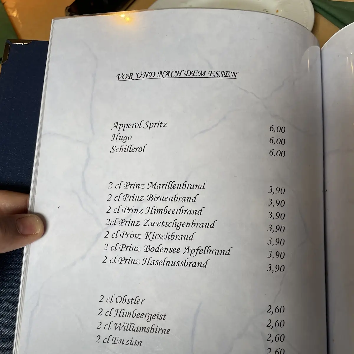 Speisekarte, Gaststätte Neuwirt